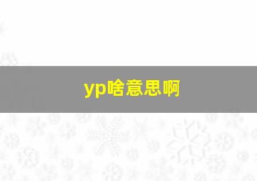 yp啥意思啊