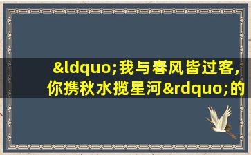 “我与春风皆过客,你携秋水揽星河”的意思是什么