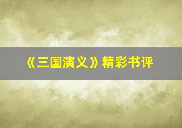 《三国演义》精彩书评