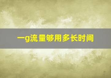 一g流量够用多长时间