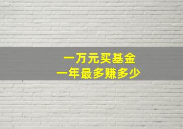 一万元买基金一年最多赚多少