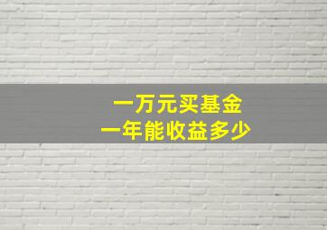 一万元买基金一年能收益多少