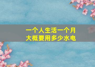 一个人生活一个月大概要用多少水电