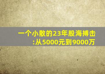 一个小散的23年股海搏击:从5000元到9000万