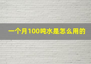 一个月100吨水是怎么用的