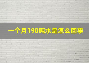 一个月190吨水是怎么回事