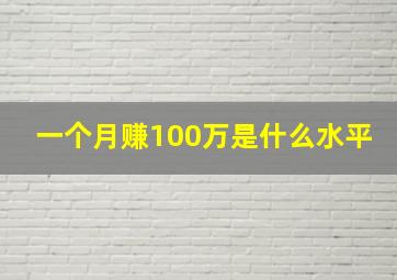 一个月赚100万是什么水平