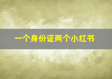 一个身份证两个小红书