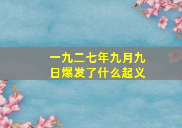 一九二七年九月九日爆发了什么起义