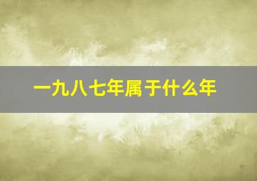 一九八七年属于什么年