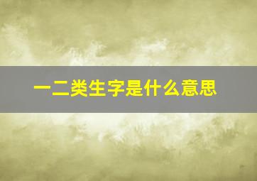 一二类生字是什么意思