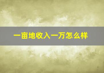 一亩地收入一万怎么样