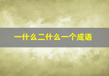 一什么二什么一个成语