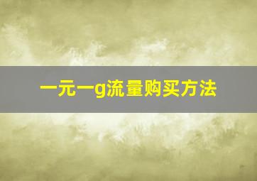 一元一g流量购买方法