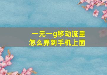 一元一g移动流量怎么弄到手机上面