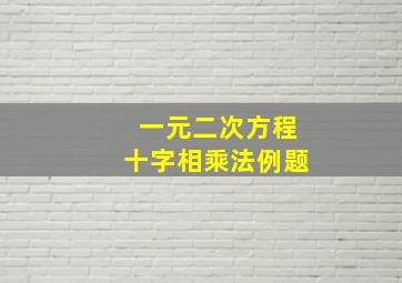 一元二次方程十字相乘法例题