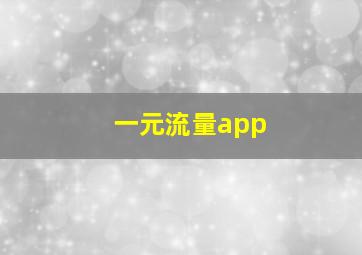 一元流量app