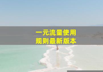 一元流量使用规则最新版本