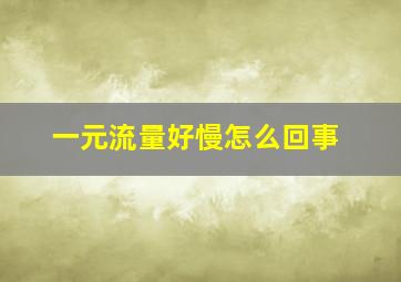 一元流量好慢怎么回事