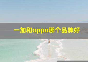 一加和oppo哪个品牌好