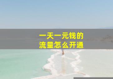 一天一元钱的流量怎么开通