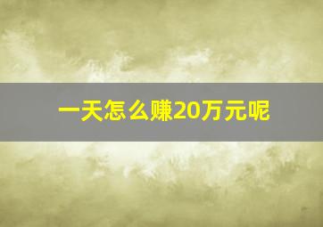 一天怎么赚20万元呢