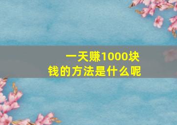 一天赚1000块钱的方法是什么呢