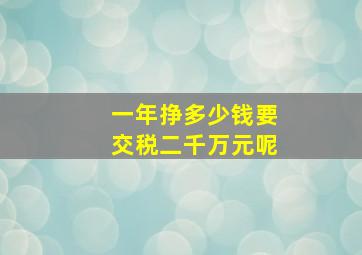 一年挣多少钱要交税二千万元呢