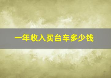 一年收入买台车多少钱