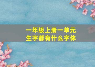 一年级上册一单元生字都有什么字体