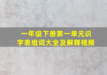 一年级下册第一单元识字表组词大全及解释视频