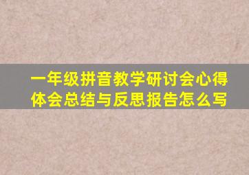 一年级拼音教学研讨会心得体会总结与反思报告怎么写