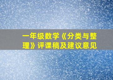 一年级数学《分类与整理》评课稿及建议意见