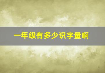 一年级有多少识字量啊