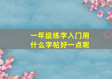 一年级练字入门用什么字帖好一点呢