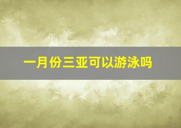 一月份三亚可以游泳吗