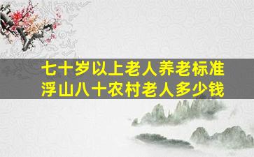 七十岁以上老人养老标准浮山八十农村老人多少钱