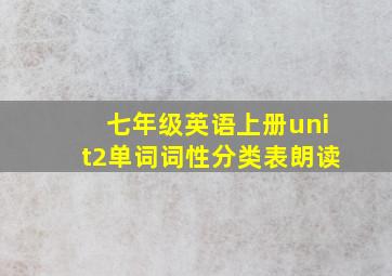 七年级英语上册unit2单词词性分类表朗读