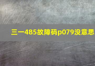 三一485故障码p079没意思