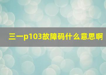 三一p103故障码什么意思啊