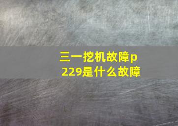 三一挖机故障p229是什么故障