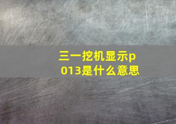 三一挖机显示p013是什么意思