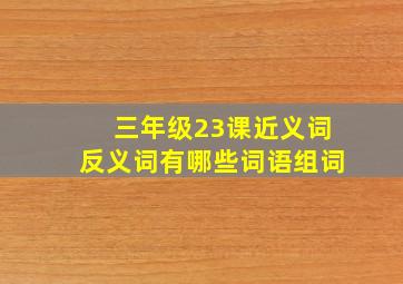 三年级23课近义词反义词有哪些词语组词