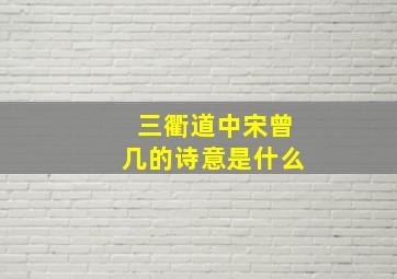 三衢道中宋曾几的诗意是什么