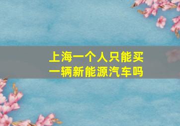 上海一个人只能买一辆新能源汽车吗