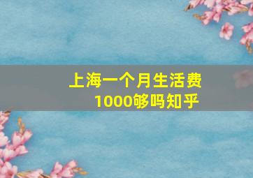 上海一个月生活费1000够吗知乎