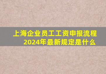 上海企业员工工资申报流程2024年最新规定是什么