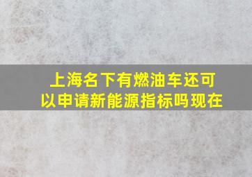 上海名下有燃油车还可以申请新能源指标吗现在