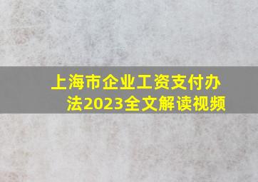 上海市企业工资支付办法2023全文解读视频