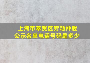 上海市奉贤区劳动仲裁公示名单电话号码是多少